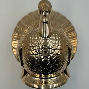 Bath & Body Works Large Candle Holder 3-Wick Thanksgiving Gold Modern Turkey